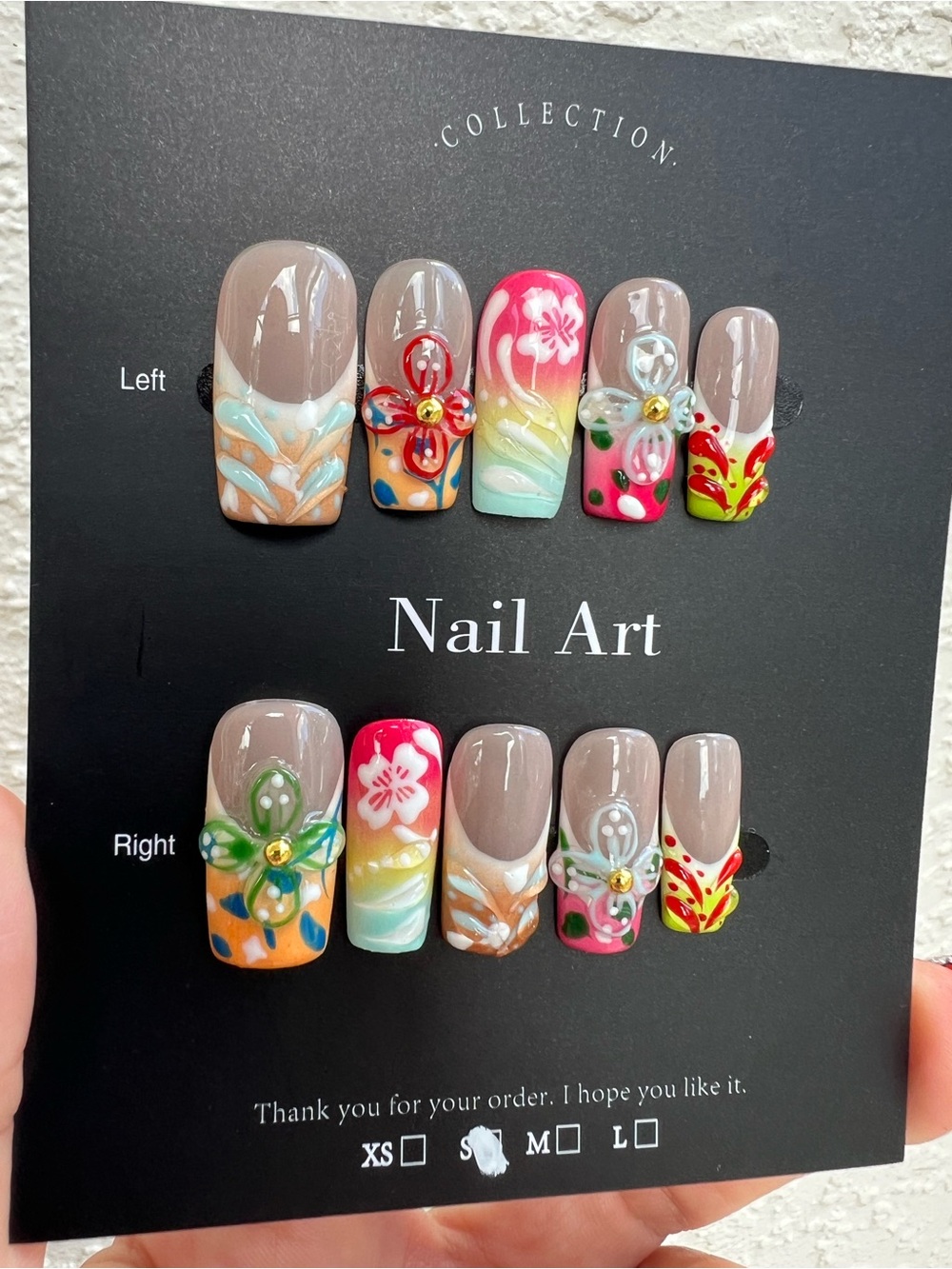 Press on Nails Summer Beachy Tropical Handmade Nails Size Small